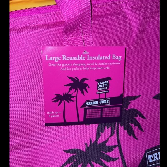Trader Joe's Hot Pink Fuchsia Limited X-Large Reusable Insulated Bag - Picture 5 of 8